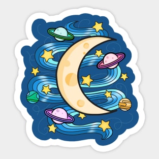 The Moon And A Swirl Of Night Sticker